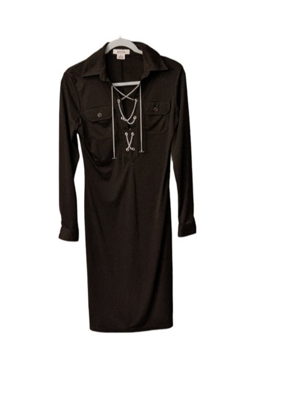 MICHAEL Michael Kors brown chain lace up dress shirt Sz  4
